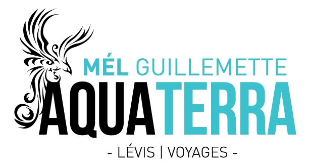 Rabais sur le frais de service de 25$+tx qui sera retiré de la facture lors de la réservation suite l’achat d’un voyage chez Voyages Aqua Terra Lévis. logo